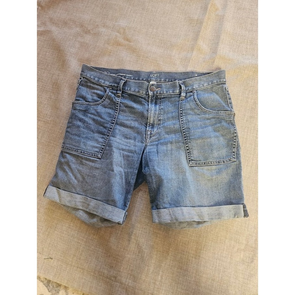 Loft Outlet Denim Boyfriend Shorts Womens 10 Blue Cuffed Medium Wash Casual